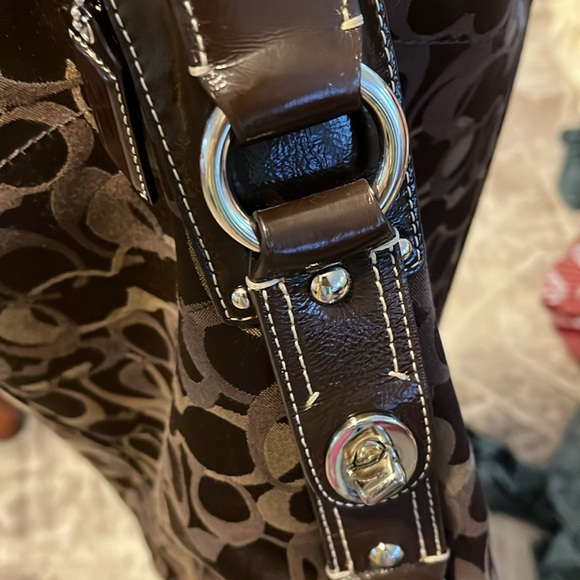 COACH CARLY OPTIC SIGNATURE HOBO BAG IN BROWN F13981 - Picture 11 of 15